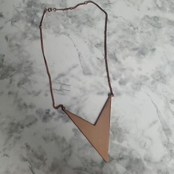 Rose Gold V Emblem Necklace - Picture 1 of 6